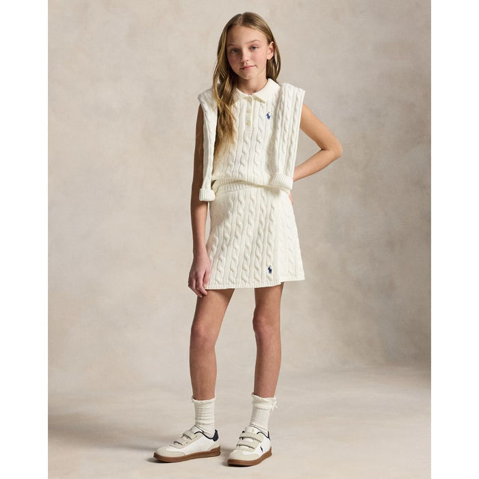 Ivory Cable Knit Polo & Skirt Set