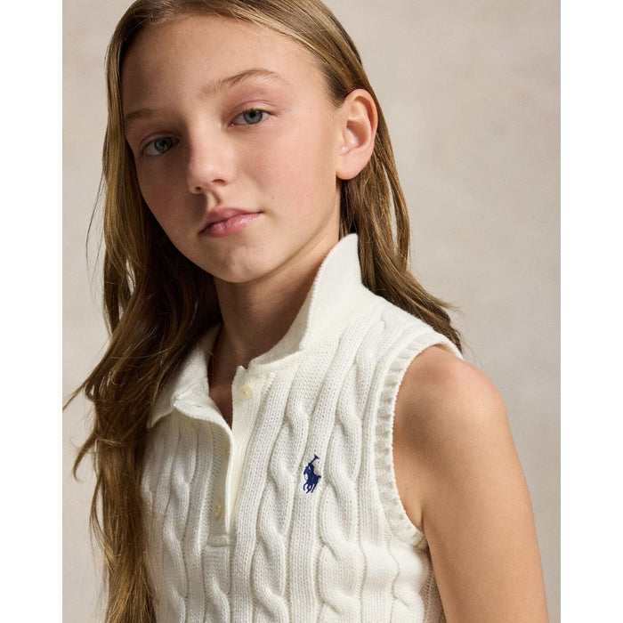 Ivory Cable Knit Polo & Skirt Set
