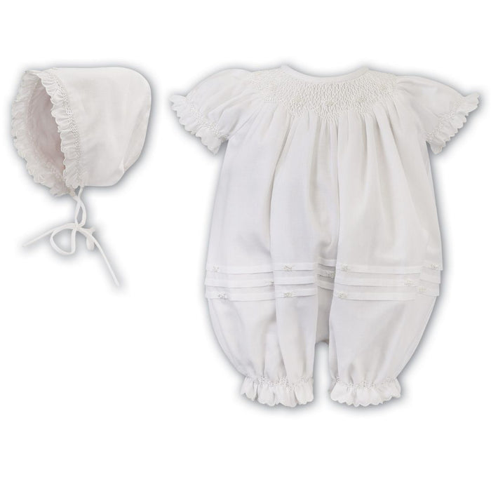 Ivory Detailed Romper & Bonnet