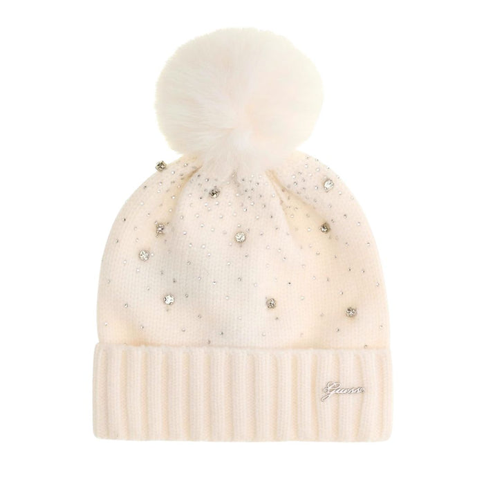 Ivory Diamante Pom Pom Hat