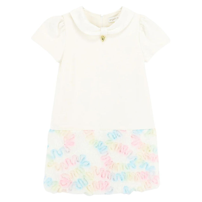 Ivory 'Frances Pastel' Fur Trim Dress