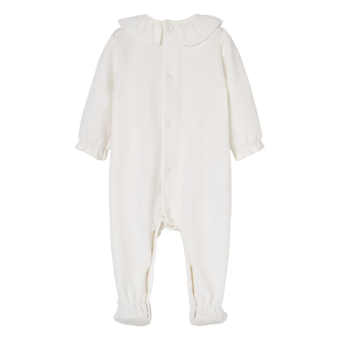Ivory Lace Velour Babygrow