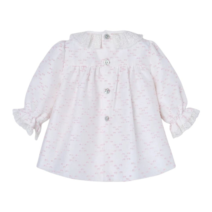 Ivory & Pink Plumeti Dress & Knickers