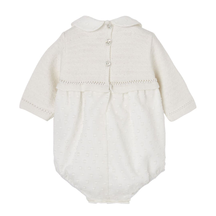 Ivory Textured & Knitted Romper
