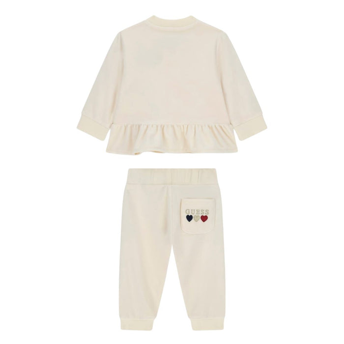 Ivory Velour Zip Up Tracksuit