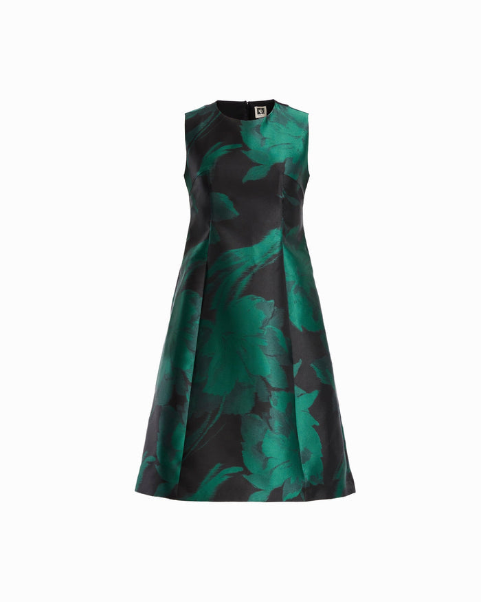 Anne Klein DEEP JADE/ANNE BLACK Jacquard Fit and Flare Midi Dress