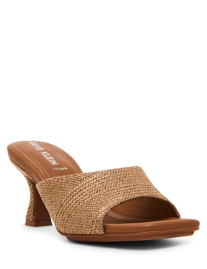 Anne Klein Brown Raffia Jerilyn Heeled Mule