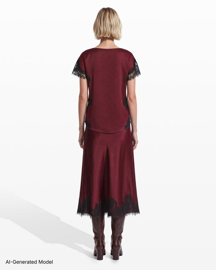 Anne Klein Lace Trimmed Bateau Neck Top