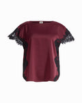 Anne Klein BAROLO Lace Trimmed Bateau Neck Top
