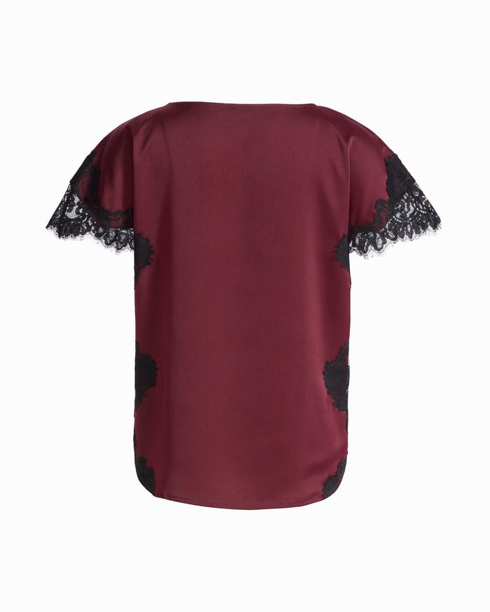 Anne Klein Lace Trimmed Bateau Neck Top