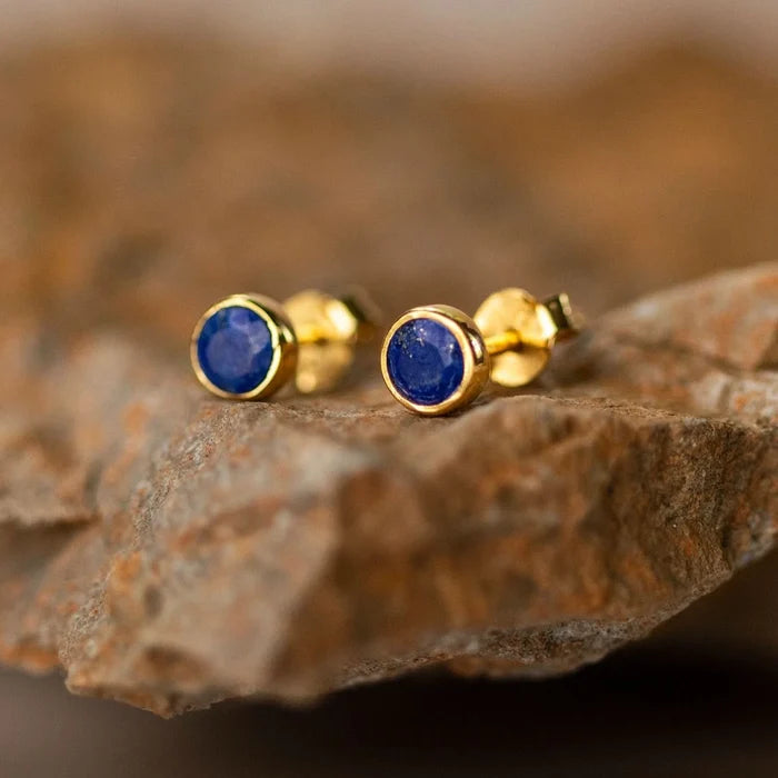 lapis lazuli gold stud earrings