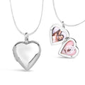 Large 2 Photo Heart Locket Silver + Photos