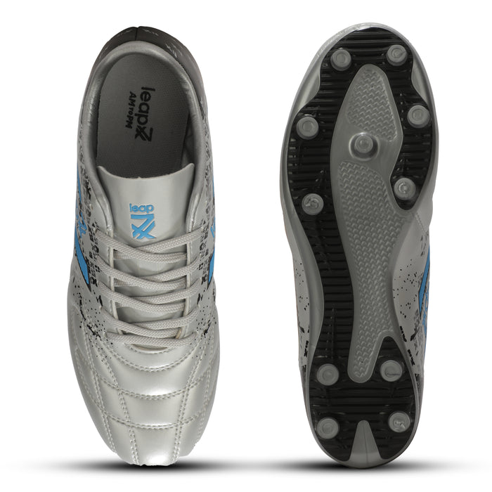 Leap7X ACTIVE-606 Grey Sports Lacing Football Shoes for Men by Liberty