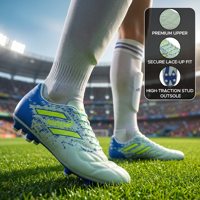 Leap7X ACTIVE-606 Sea Green Sports Lacing Football Shoes for Men by Liberty