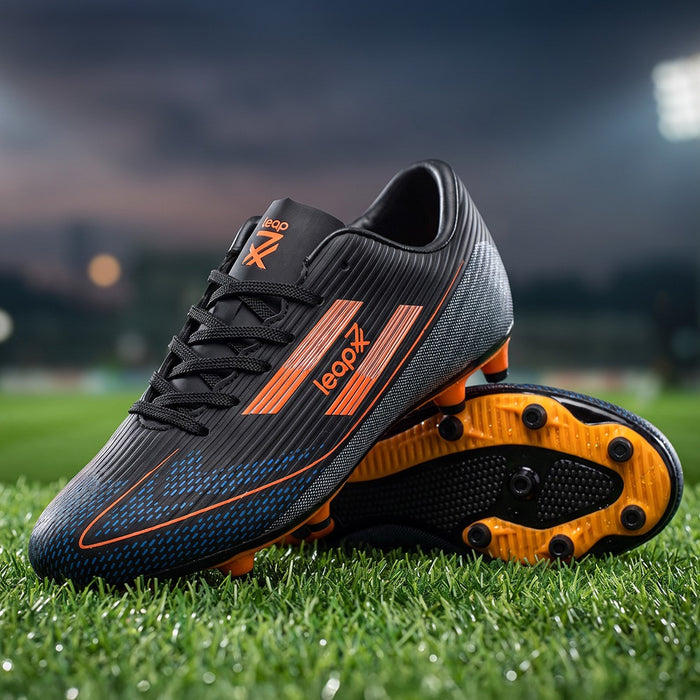 Leap7X ACTIVE-86E Black Sports Lacing Football Shoes For Men & Kids By Liberty