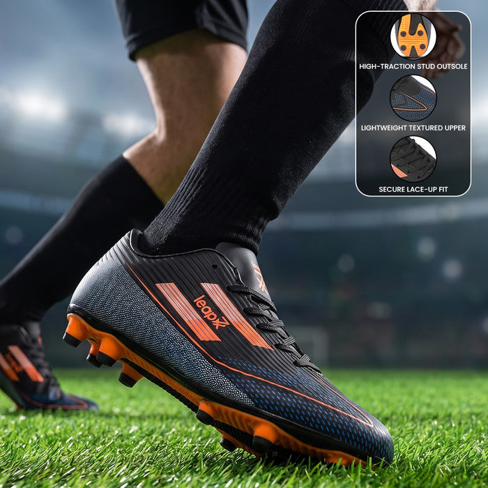 Leap7X ACTIVE-86E Black Sports Lacing Football Shoes For Men & Kids By Liberty