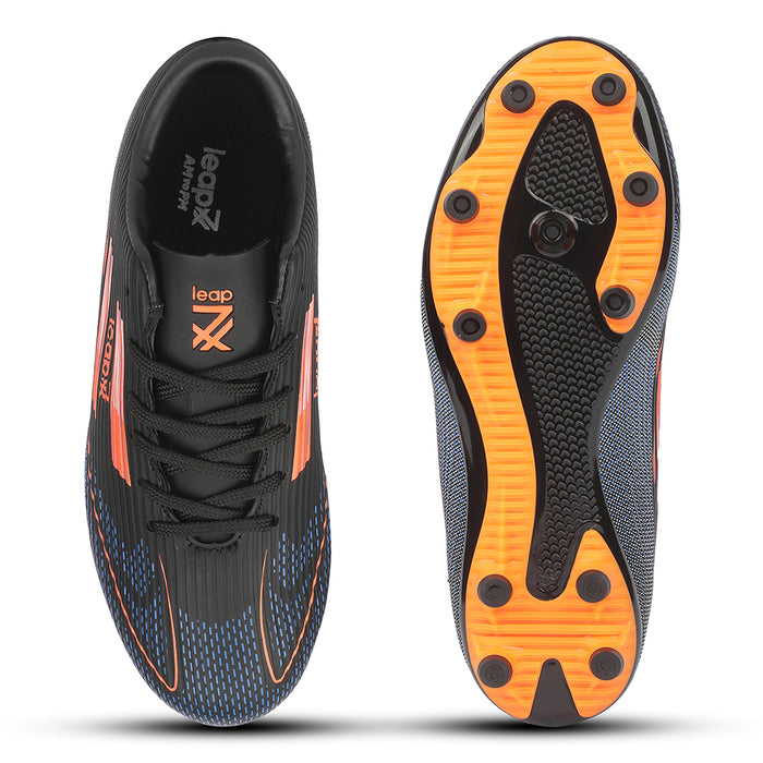 Leap7X ACTIVE-86E Black Sports Lacing Football Shoes For Men & Kids By Liberty