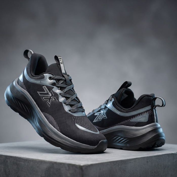 Leap7X ACTO113E Black Sports Lacing Running Shoes for Men by Liberty