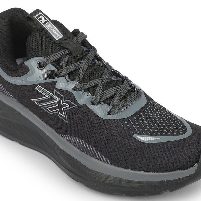 Leap7X ACTO113E Black Sports Lacing Running Shoes for Men by Liberty