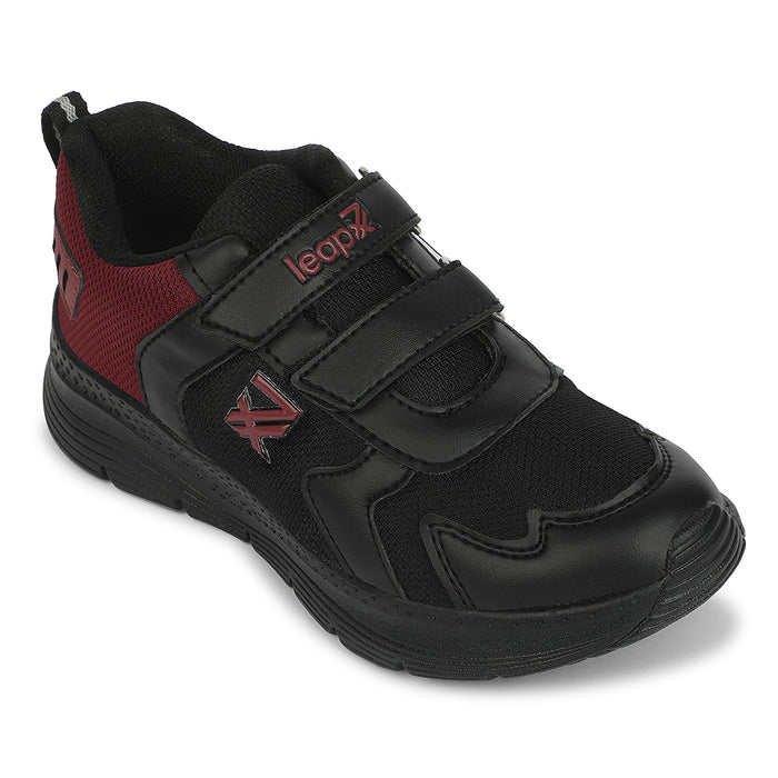 Leap7X Black Sports Non Lacing Walking Shoes For Kids Primek 6 By Liberty