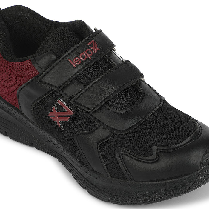 Leap7X Black Sports Non Lacing Walking Shoes For Kids Primek 6 By Liberty