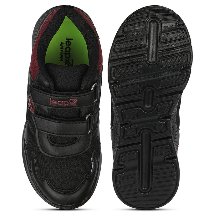 Leap7X Black Sports Non Lacing Walking Shoes For Kids Primek 6 By Liberty