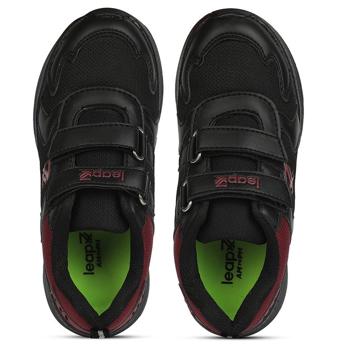 Leap7X Black Sports Non Lacing Walking Shoes For Kids Primek 6 By Liberty