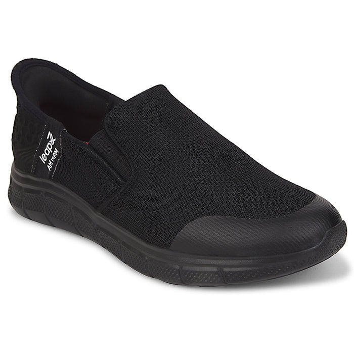 Leap7x Black Sports Non Lacing Walking Shoes For Women EZZAR-L1 By Liberty