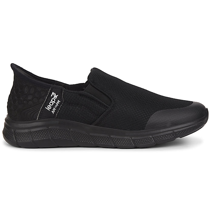 Leap7x Black Sports Non Lacing Walking Shoes For Women EZZAR-L1 By Liberty