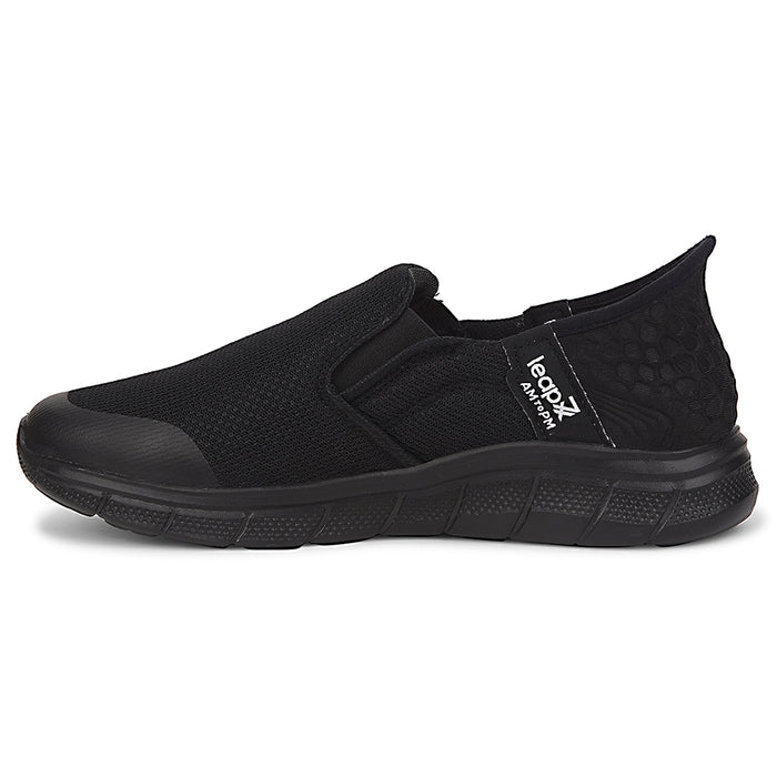 Leap7x Black Sports Non Lacing Walking Shoes For Women EZZAR-L1 By Liberty