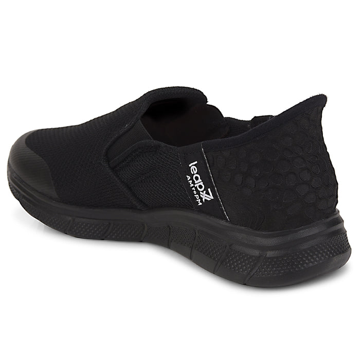 Leap7x Black Sports Non Lacing Walking Shoes For Women EZZAR-L1 By Liberty