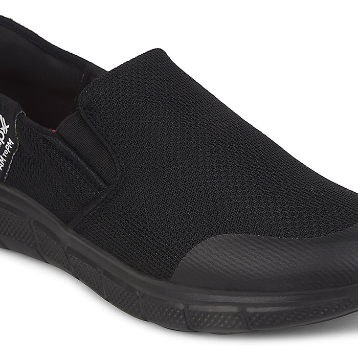 Leap7x Black Sports Non Lacing Walking Shoes For Women EZZAR-L1 By Liberty
