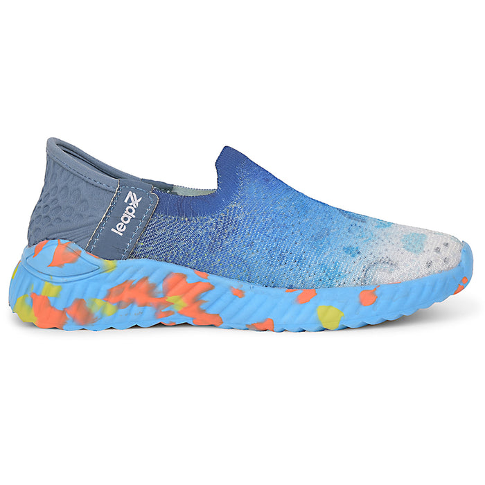 Leap7x Blue Sports Non Lacing Walking Shoes For Kids NITKID-13 By Liberty