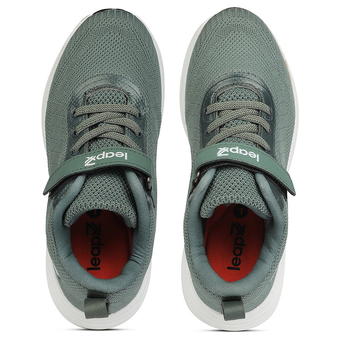 Leap7X Olive Green Sports Non Lacing Walking Shoes For Kids Cover 04 By Liberty