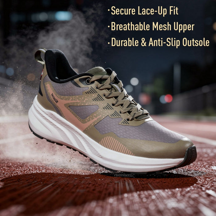 Leap7X Royalestpe Olive Green Sports Non Lacing Walking Shoes For Men By Liberty