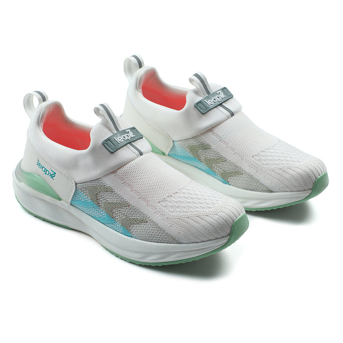 Leap7x White Non Lacing Sports Walking Shoes For Women AHANA