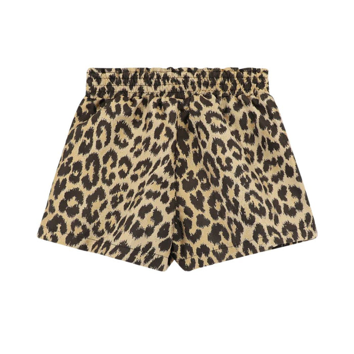 Leopard Shorts & Black Ribbed Jumper Set