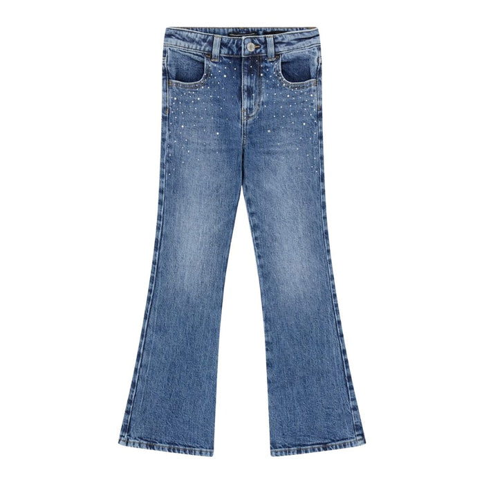 Light Blue Flared Diamanté Jeans