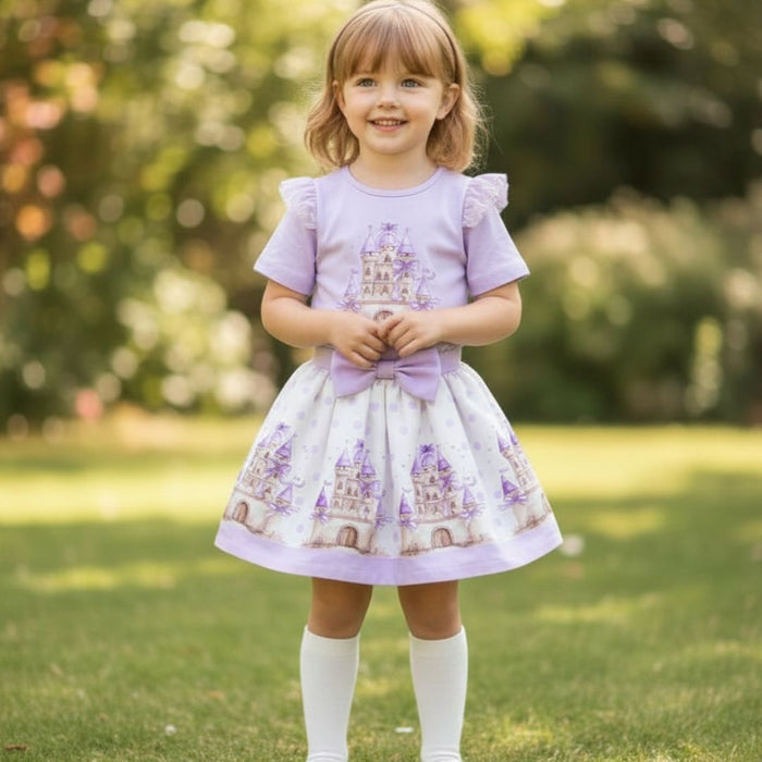 Lilac Castle Skirt Set & Headband