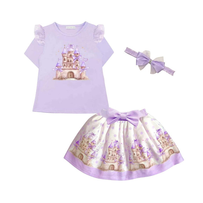 Lilac Castle Skirt Set & Headband