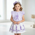 Lilac Eiffel Tower Skirt Set & Headband
