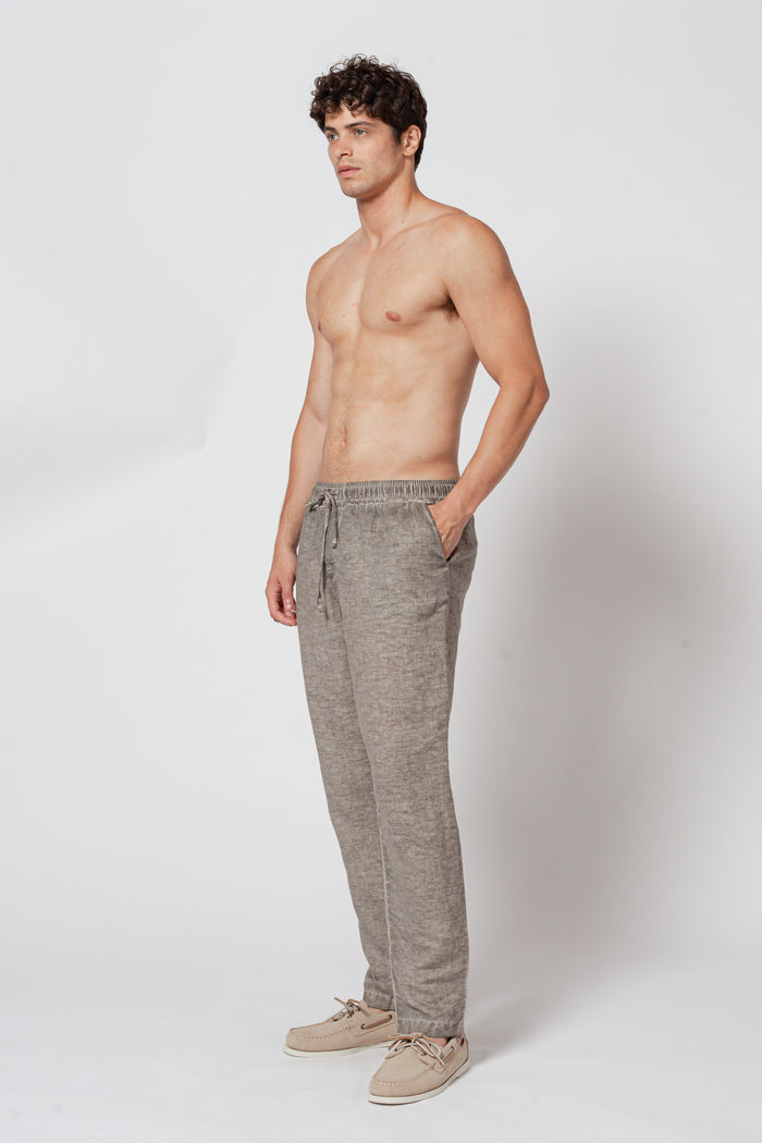 Linen Cotton Blend Pants - Grafite