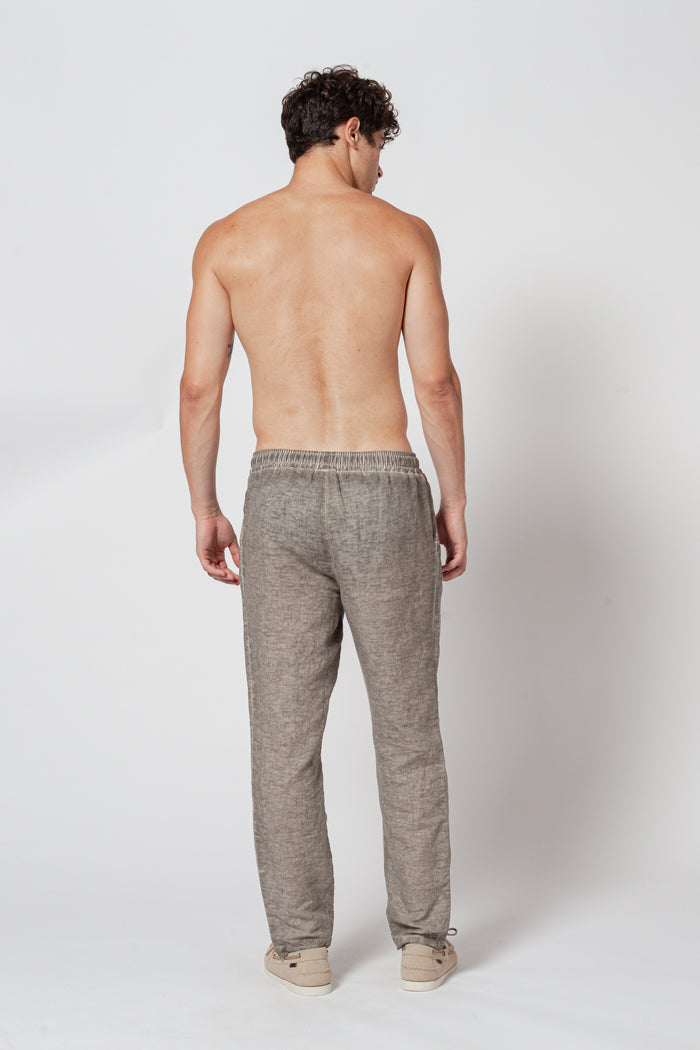 Linen Cotton Blend Pants - Grafite