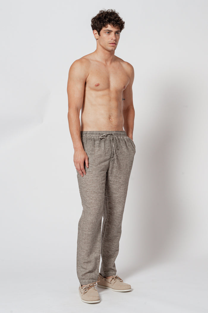 Linen Cotton Blend Pants - Grafite