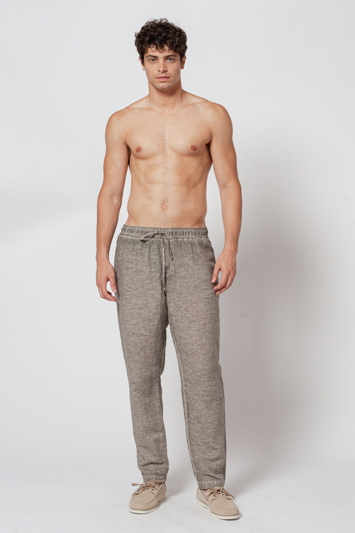 Linen Cotton Blend Pants - Grafite