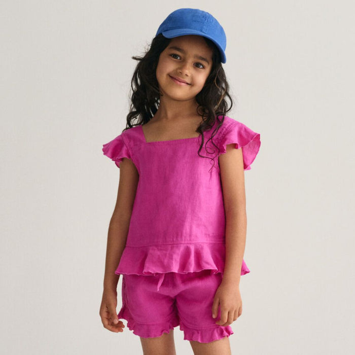 Linen Frill Top & Shorts Set