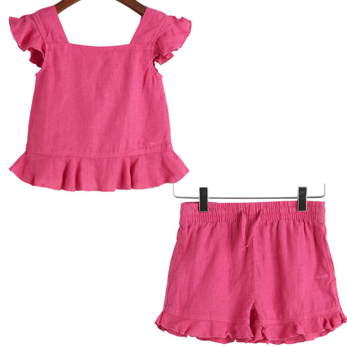 Linen Frill Top & Shorts Set