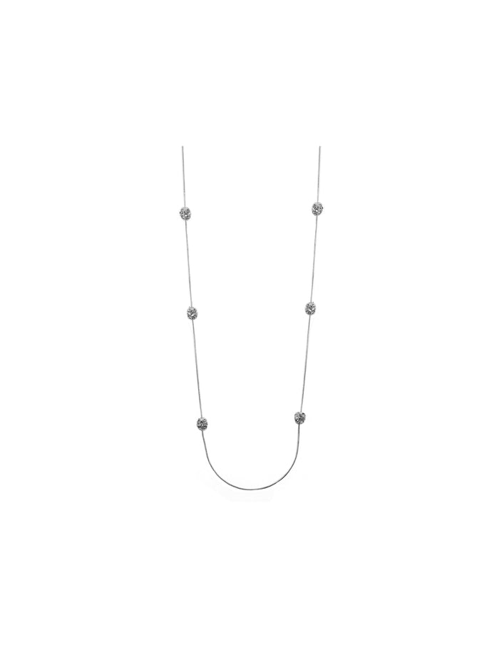 Anne Klein Silver-Tone Long Crystal Fireball Station Necklace