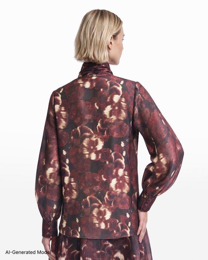Anne Klein Long Sleeve Blouse With Neck Bow