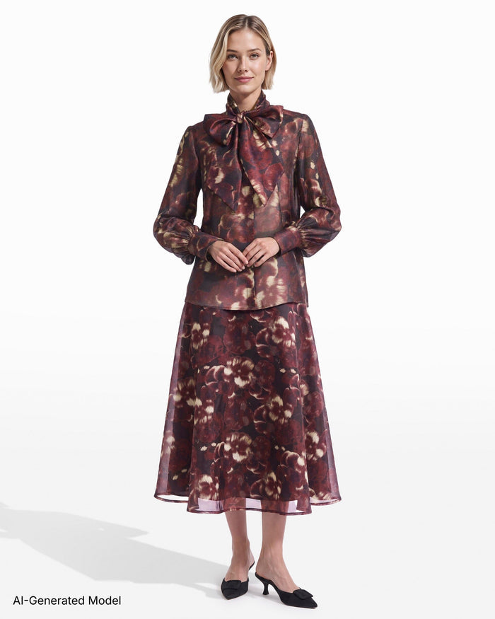 Anne Klein Long Sleeve Blouse With Neck Bow